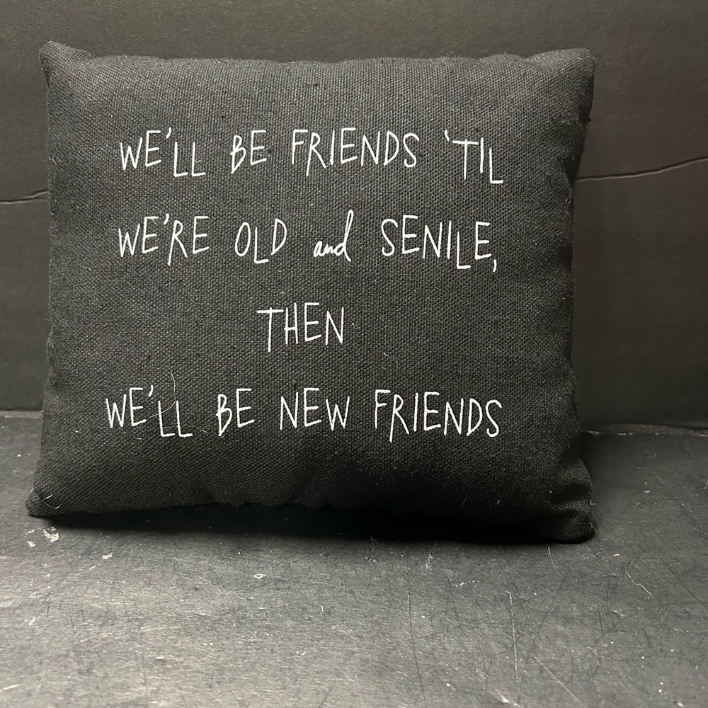 Black Throw Pillow with White Friend Quote